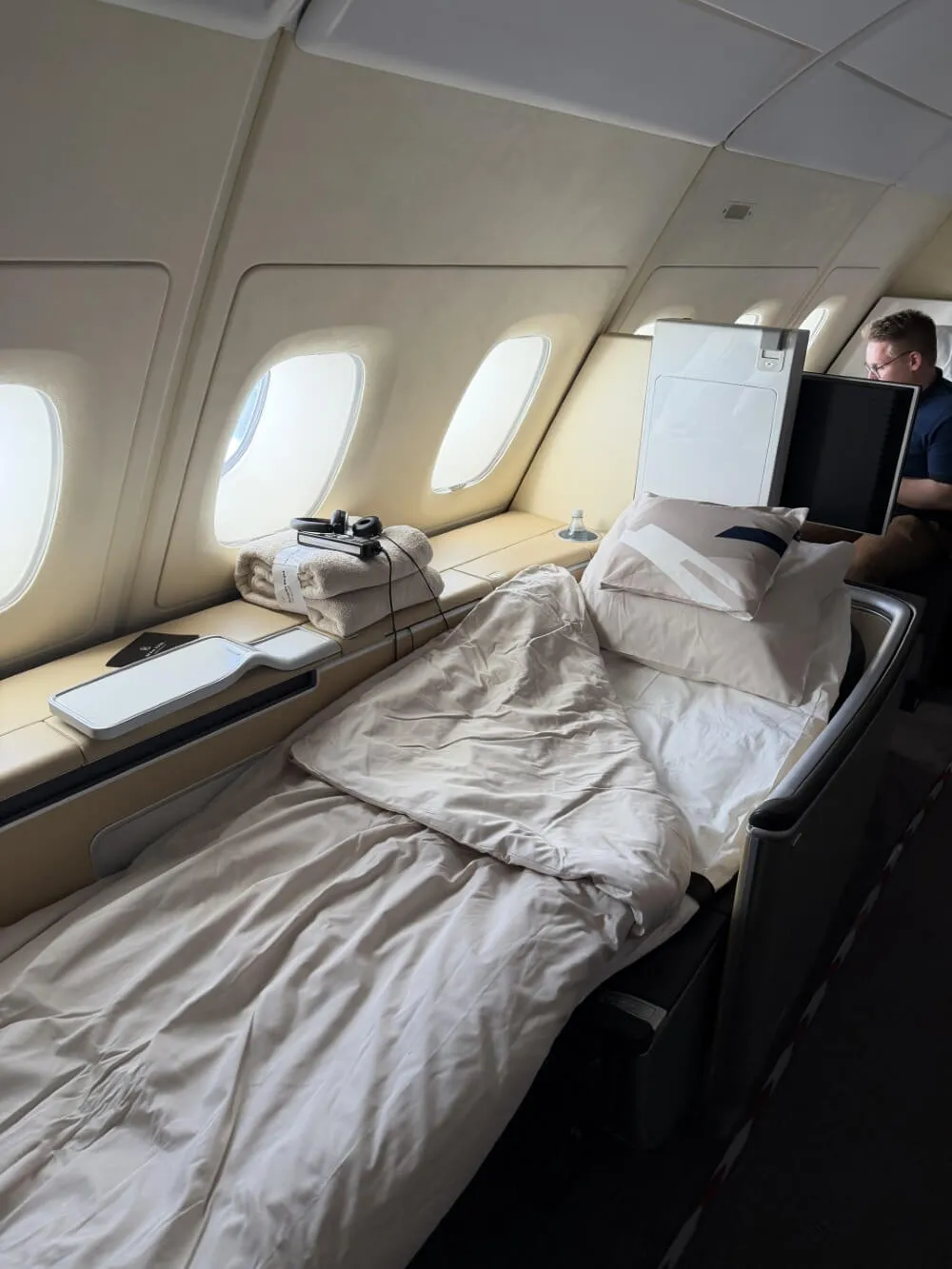 Bett in der Lufthansa First Class